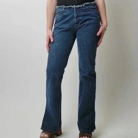 Vintage Y2K ESPIRIT Raw Hem Low Rise Wide Leg Bellbottoms - 6 - Picture 6 of 9